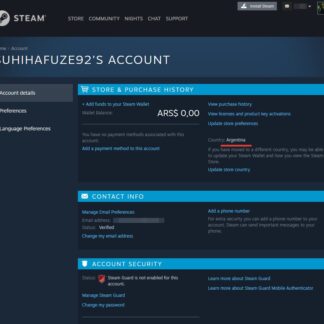 New Steam Account (Region Argentina / Full access)
